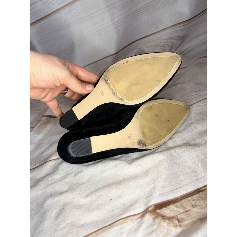 Talbots Black Suede Leather Wedges Horsebit Size‎ 7M Classic Timeless